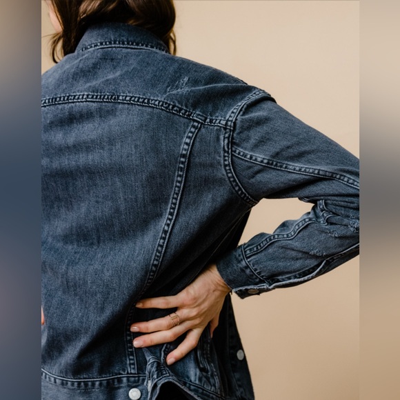 Able Dark Wash Denim Oversized Trucker “Merly” Jacket, Size XS - Picture 3 of 11